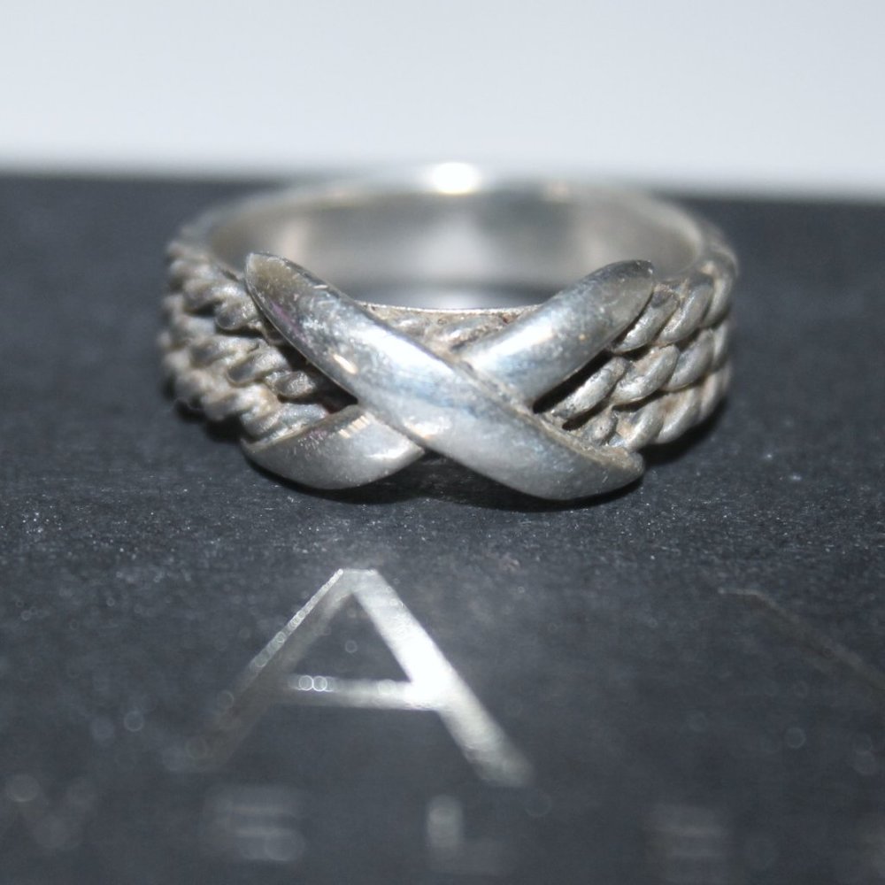 Designer MC 925 Silver "X" Cable Band Stackable or Not Band Ring